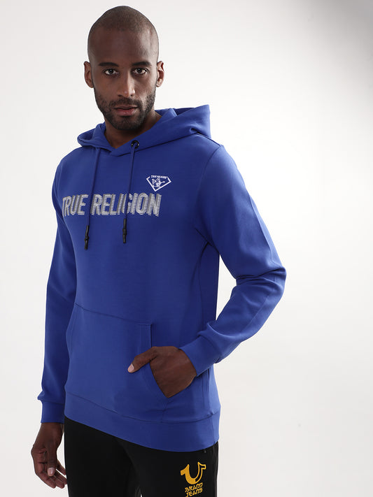 True Religion Men Blue Solid Round Neck Sweatshirt