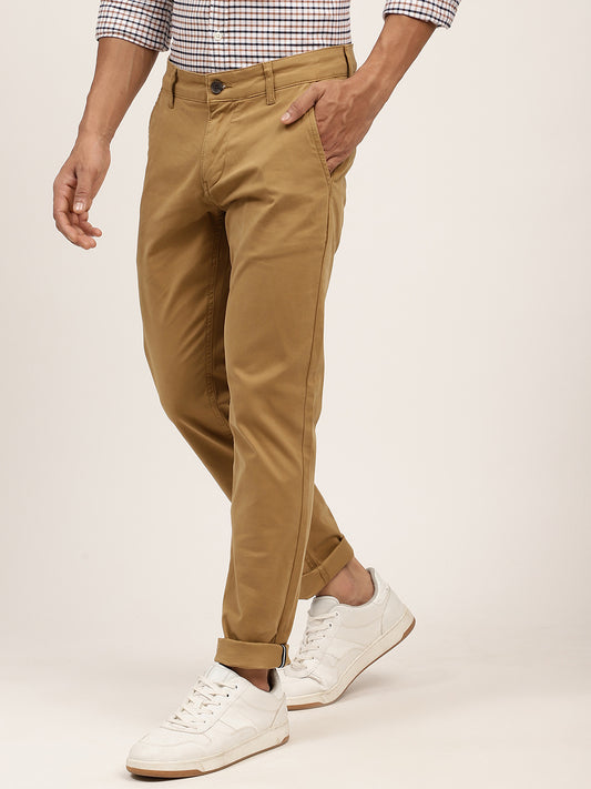 Lindbergh Men Brown Solid Slim Fit Trouser