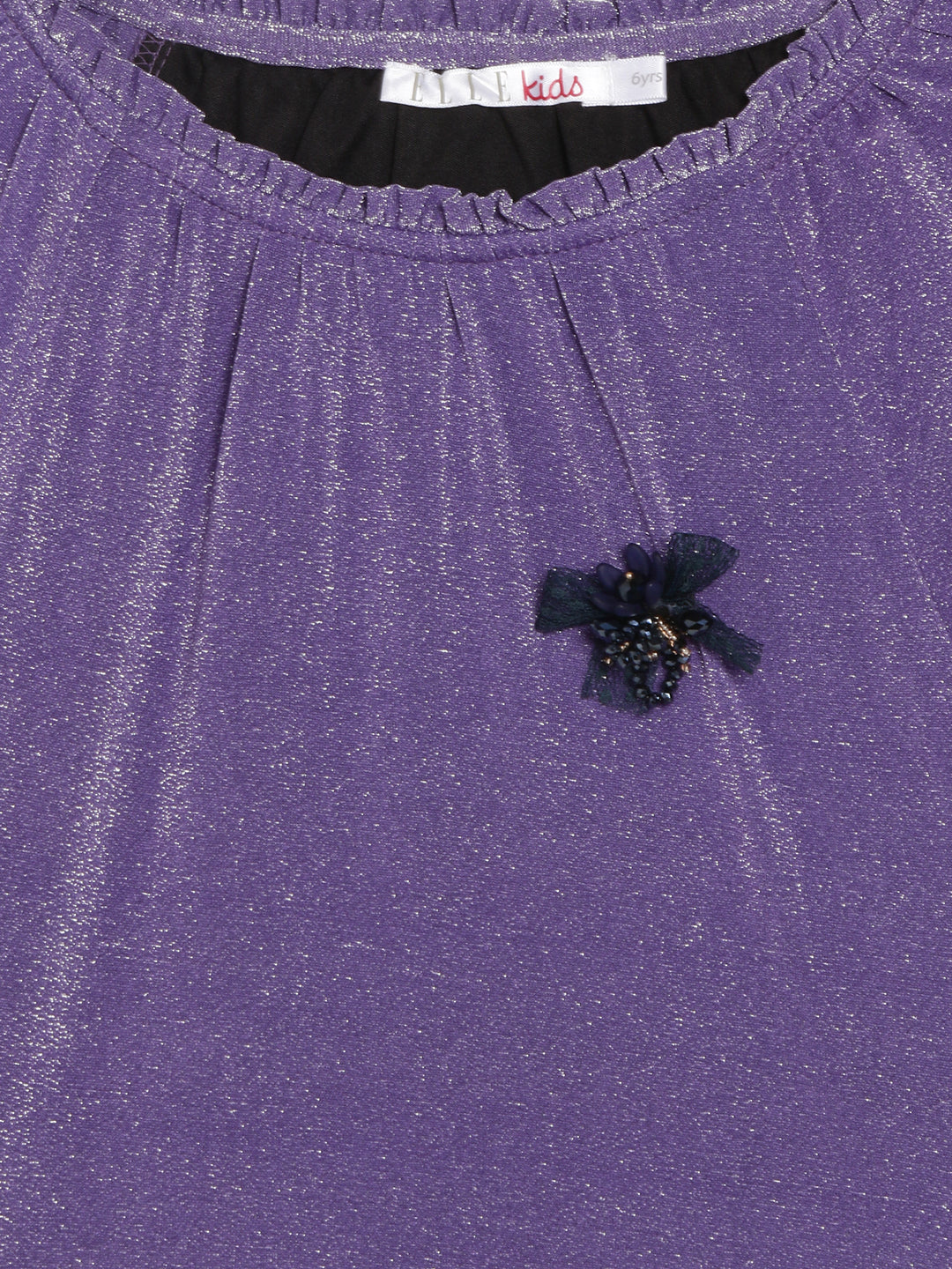 Elle Kids Girls Purple Solid Round Neck Top