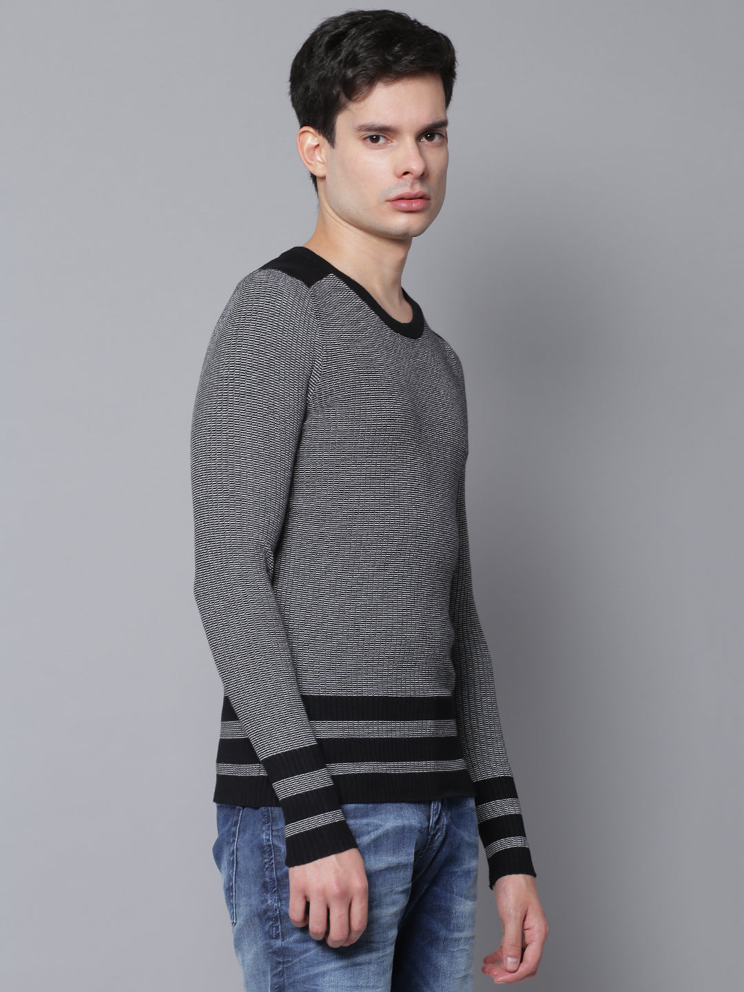 Antony Morato Men Black Solid Round Neck Sweater