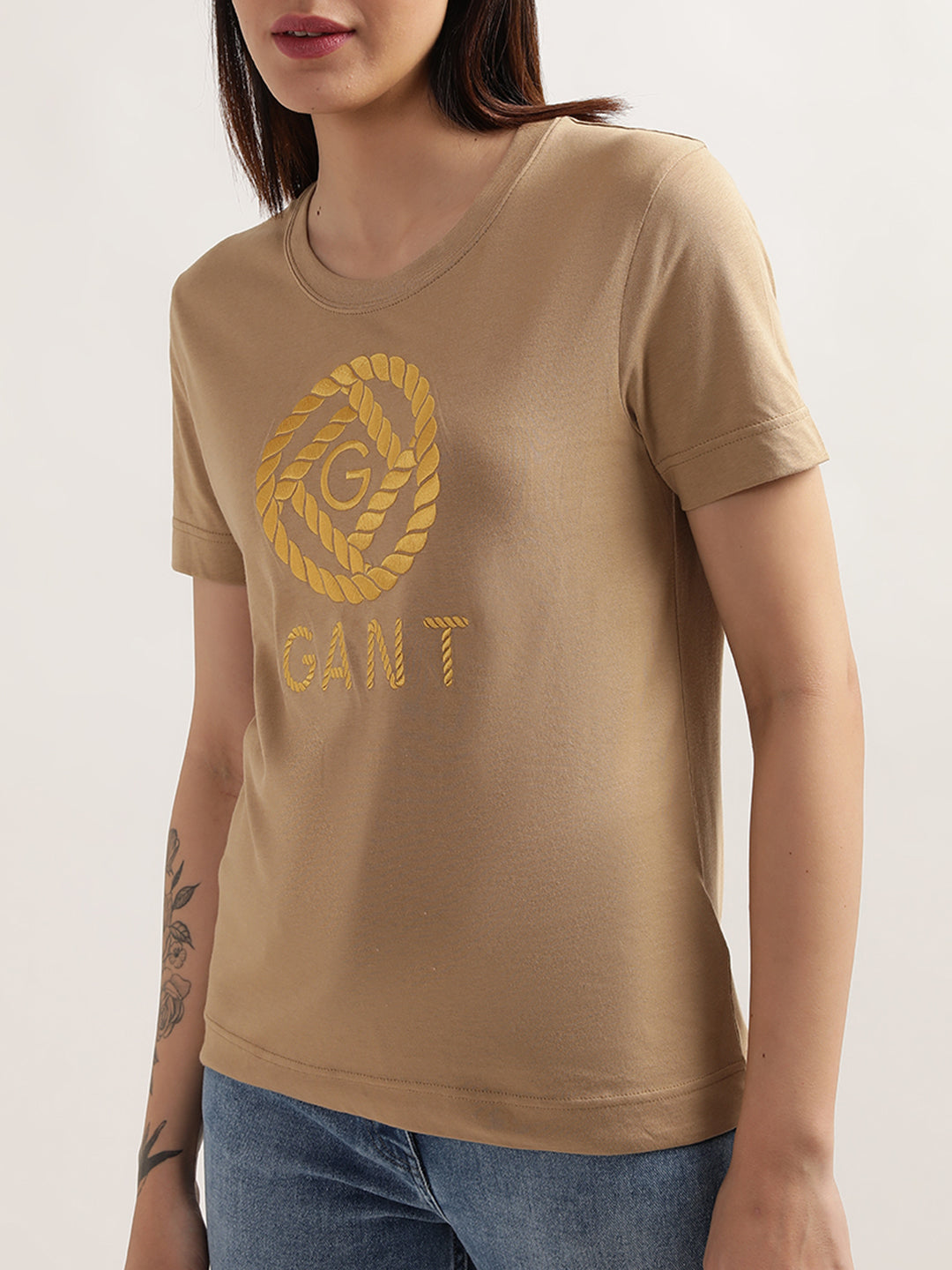 Gant Dark Khaki Preppy Logo Relaxed Fit T-Shirt