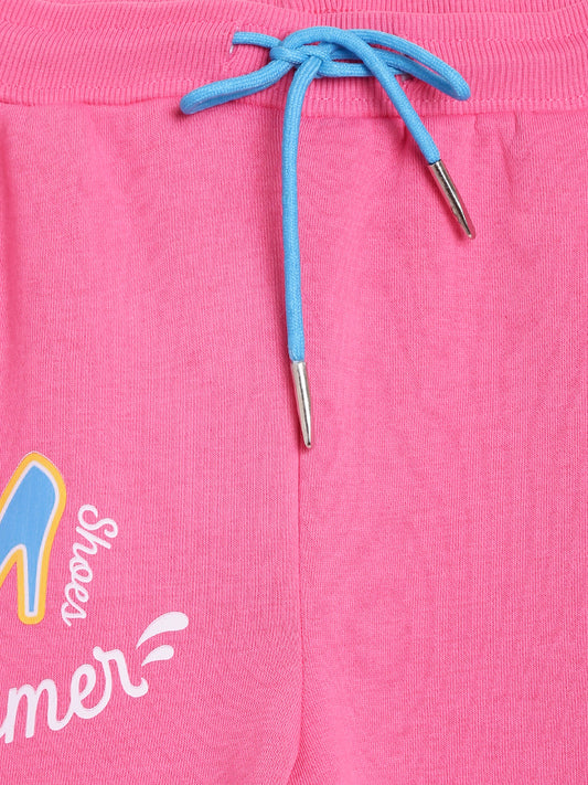 Blue Giraffe Girls Pink Printed Regular Fit Sweatpant