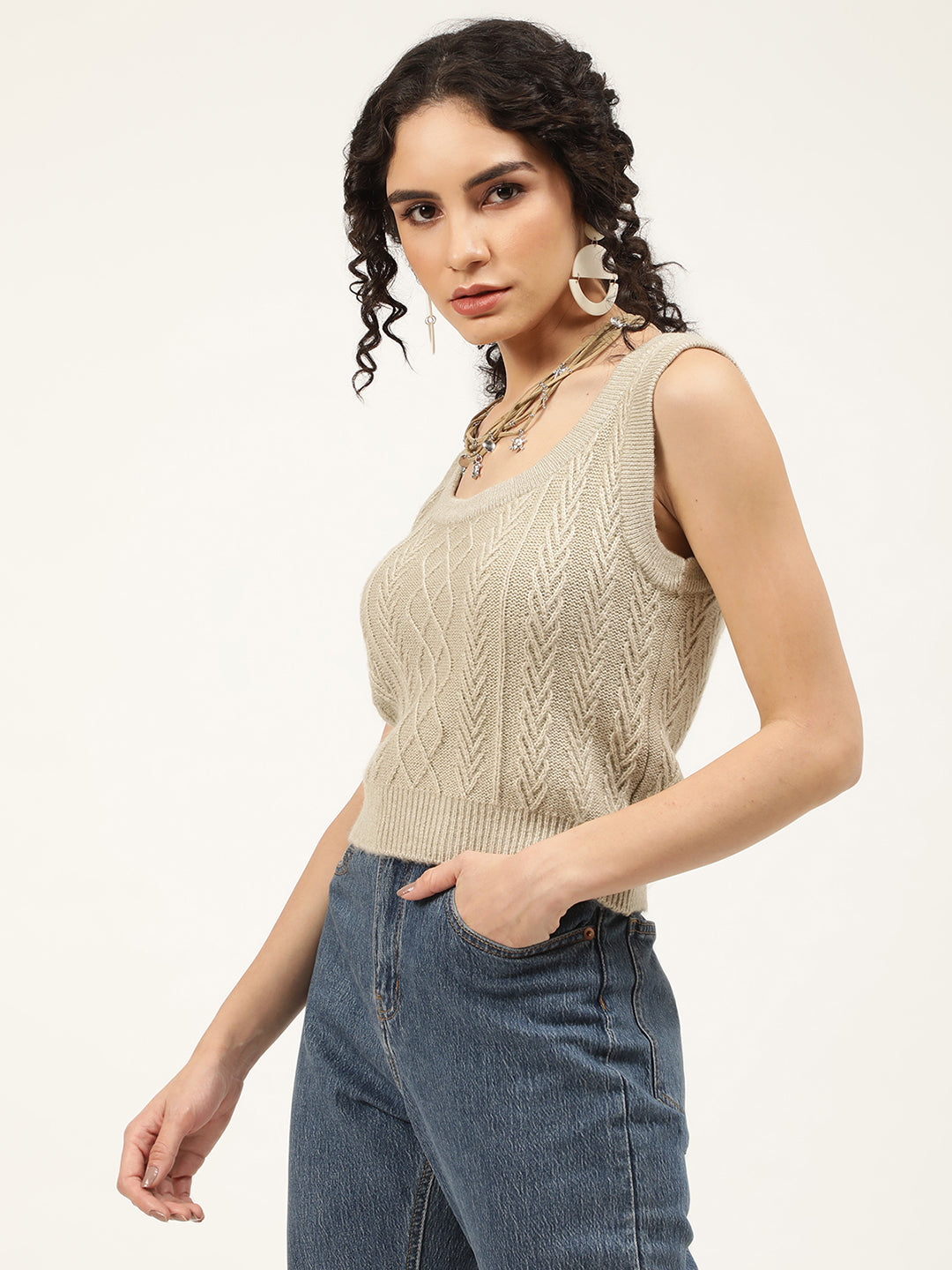 Centre Stage Women Grey Solid Round Neck Sweater