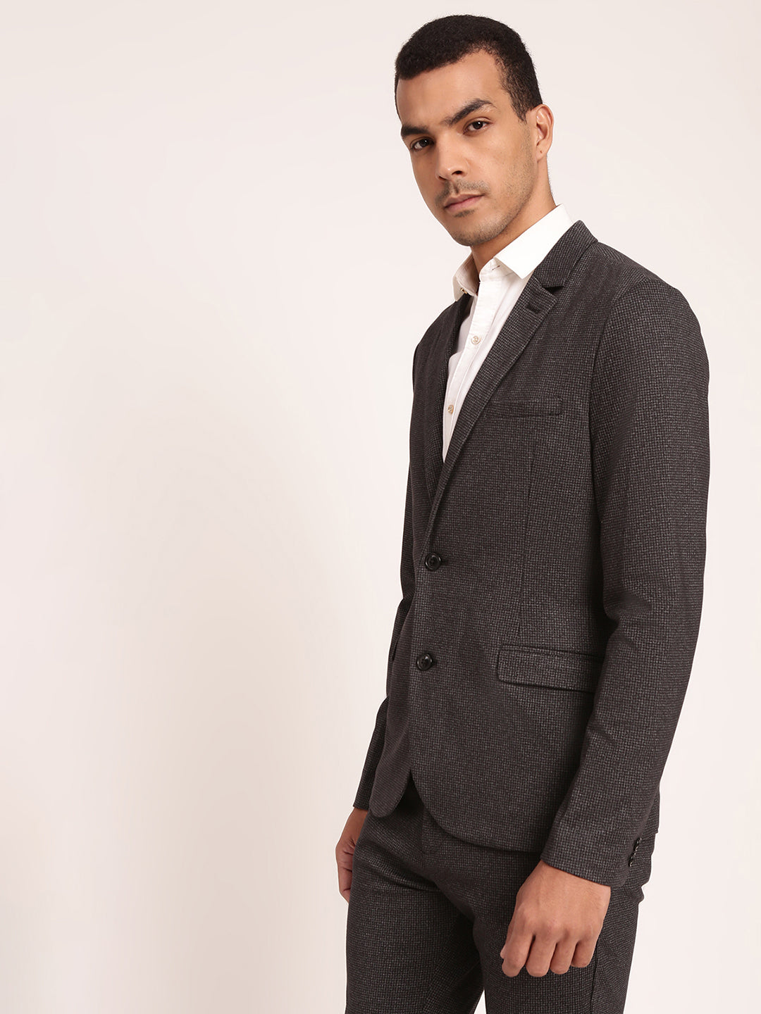 Lindbergh Men Black Checked Collar Blazer