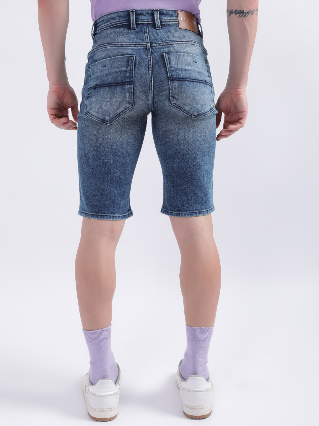 Iconic Men Blue Embroidered Regular Fit Shorts