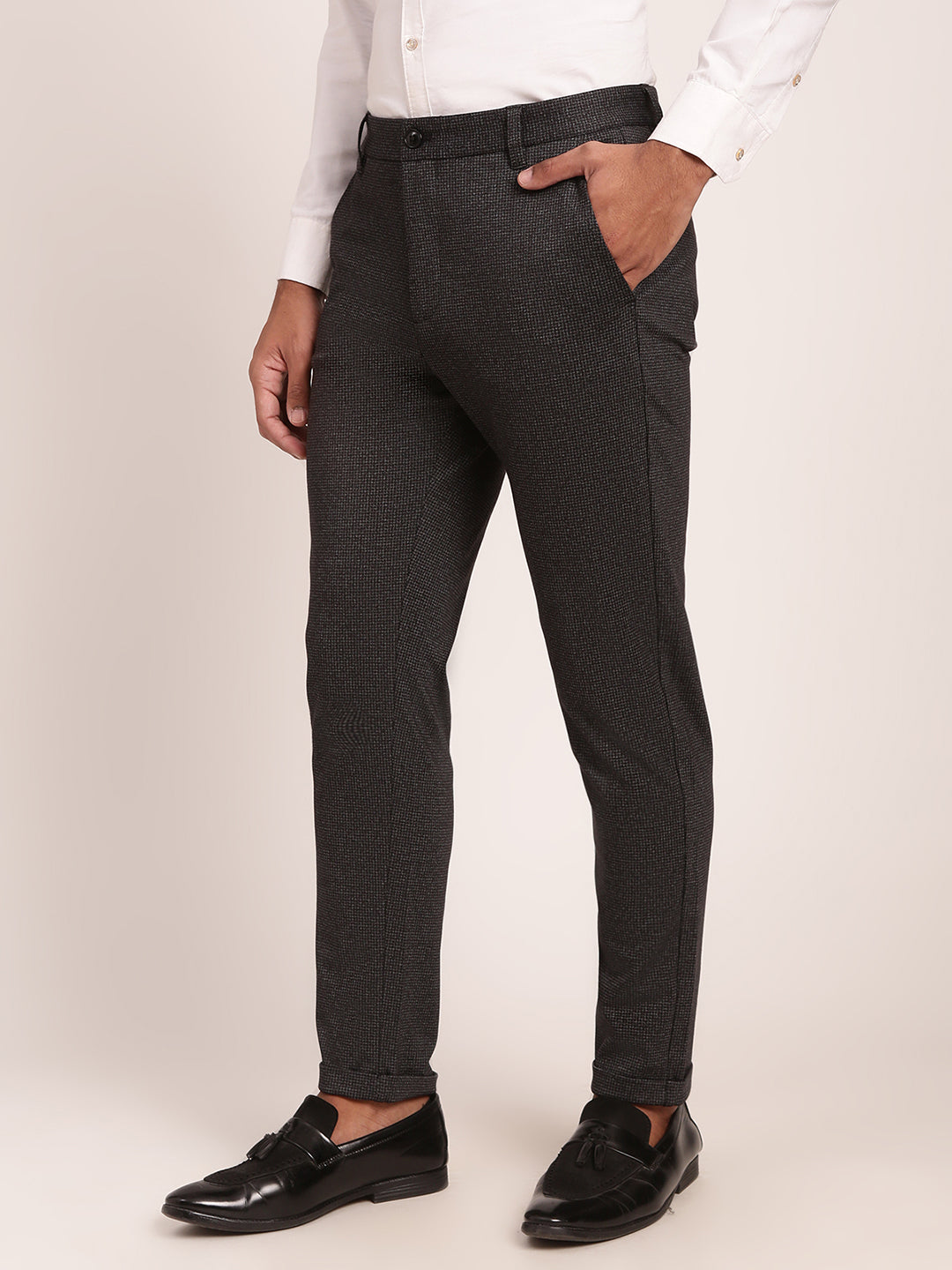 Lindbergh Men Black Solid Slim Fit Trouser