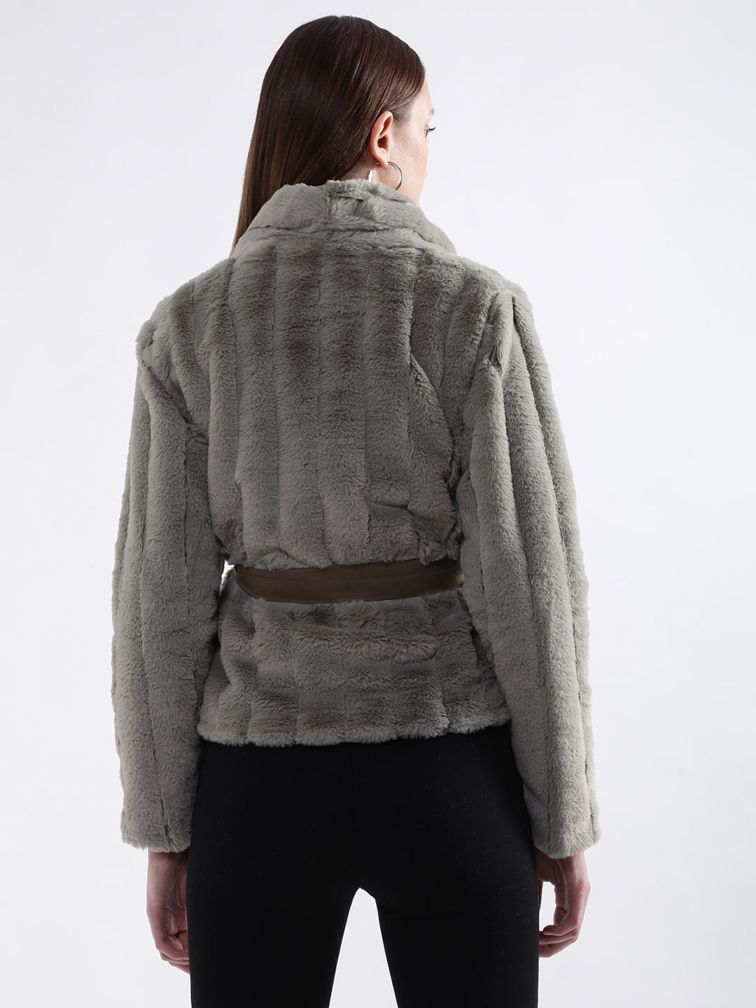 Centre Stage Women Grey Solid Collar Jacket