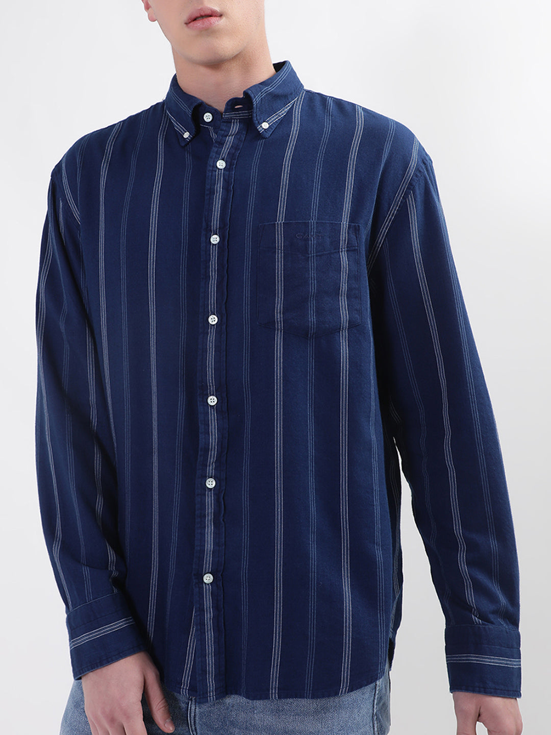 Gant Blue Striped Relaxed Fit Shirt