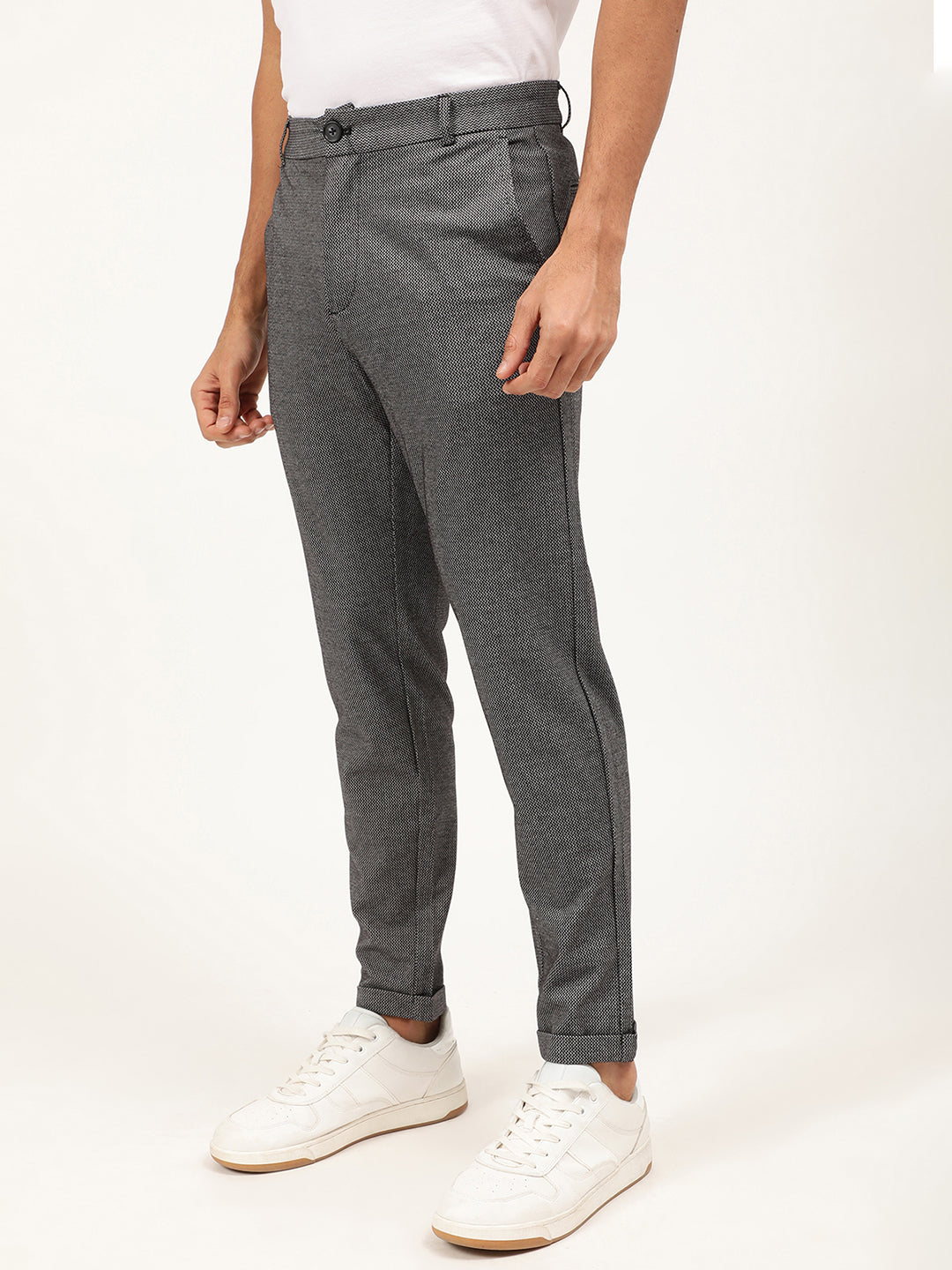 Lindbergh Men Black Printed Slim Fit Trouser