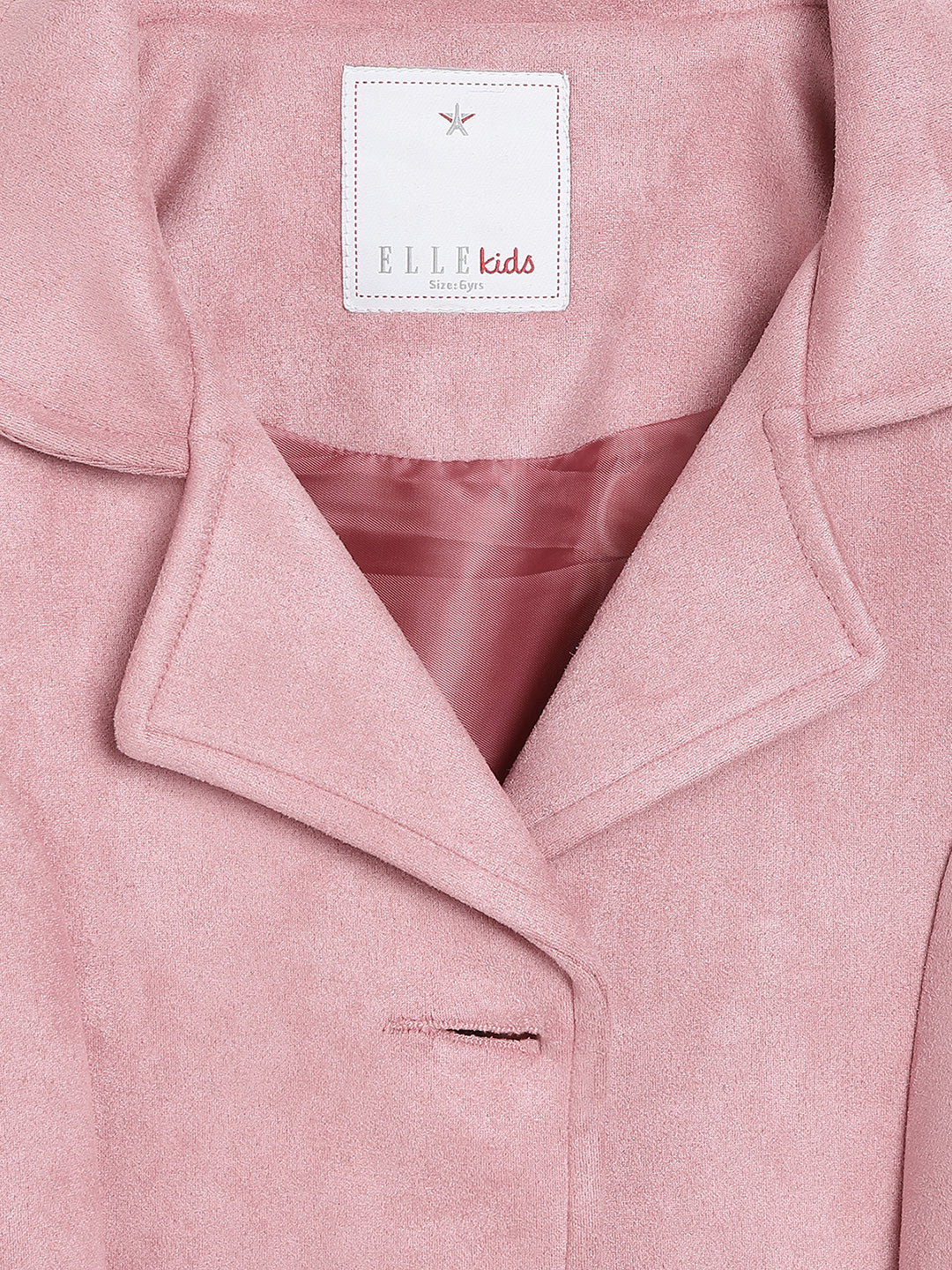 Elle Kids Girls Pink Solid Collar Overcoat