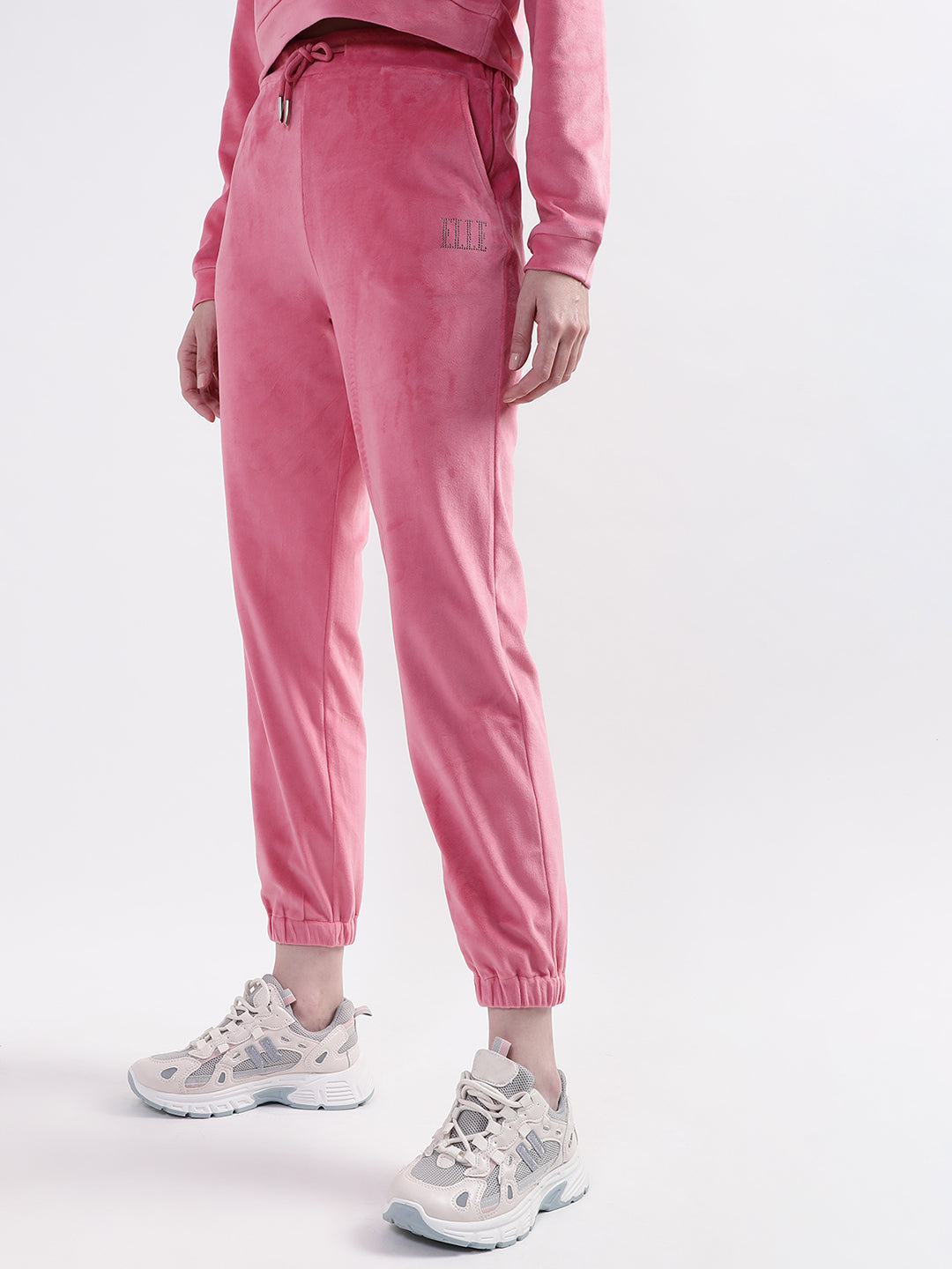 Elle Women Pink Solid Regular Fit Sweatpant