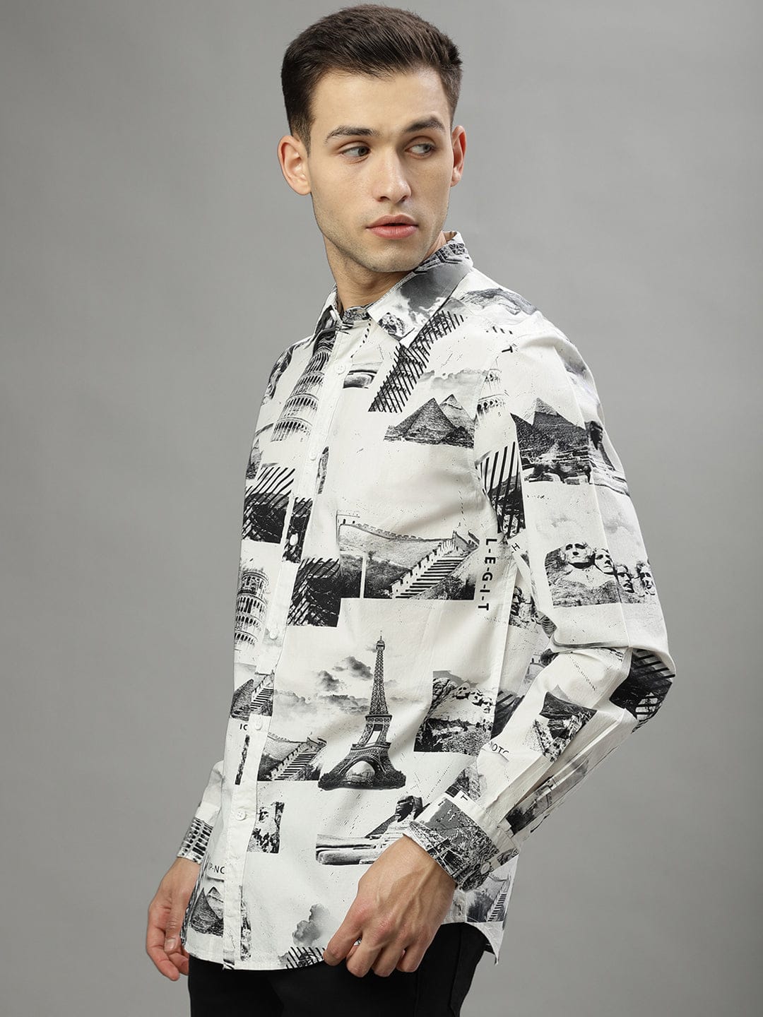 Iconic Men Black Shirt Collar Shirt