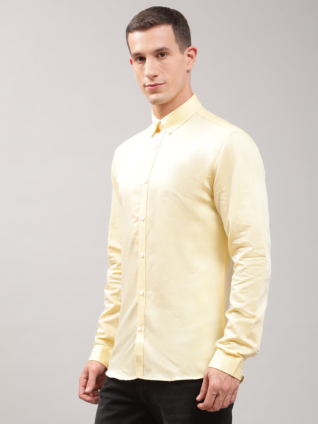 Lindbergh Men Yellow Solid Button Down Shirt