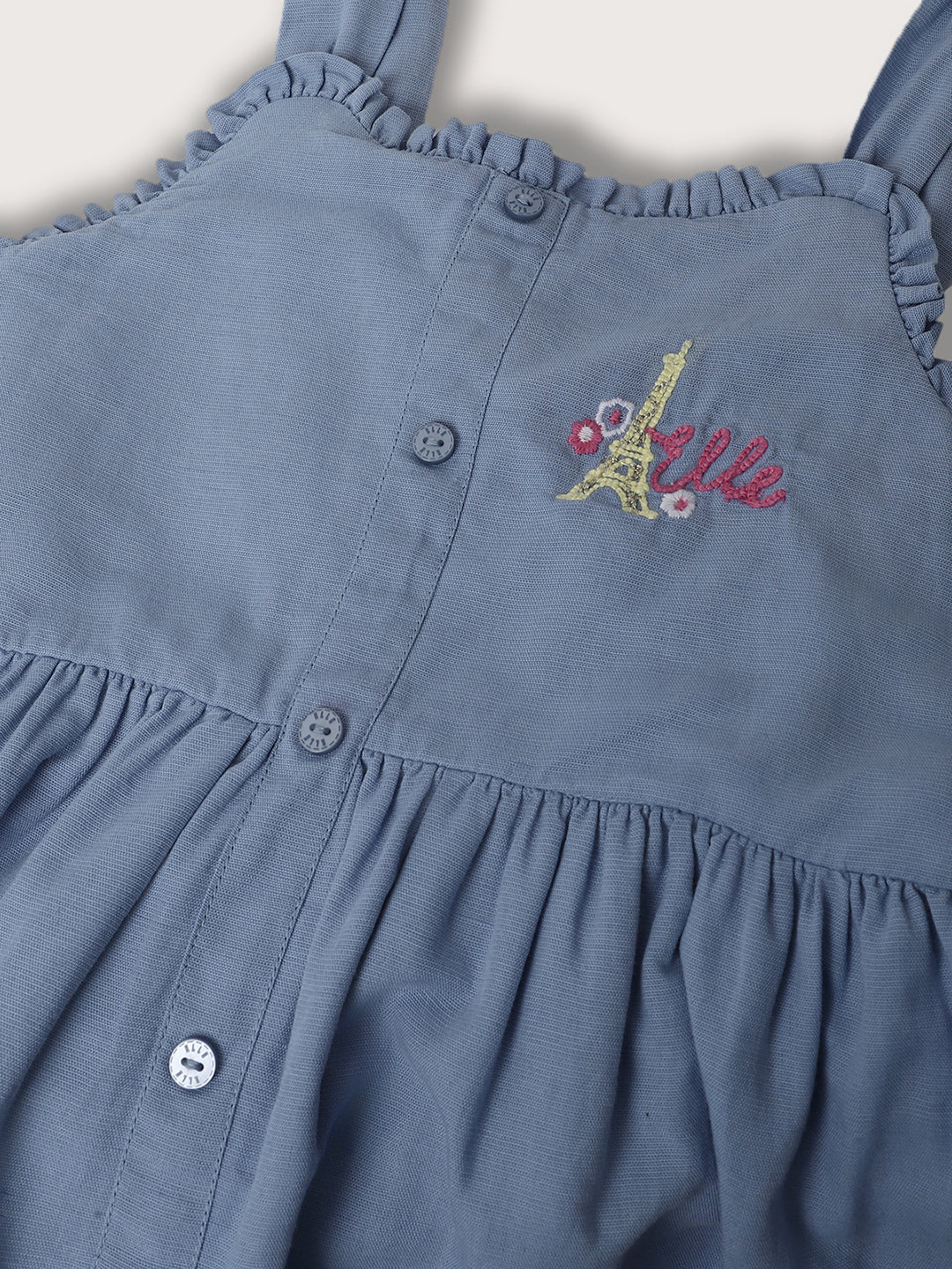 Elle Kids Girls Blue Solid Square Neck Top