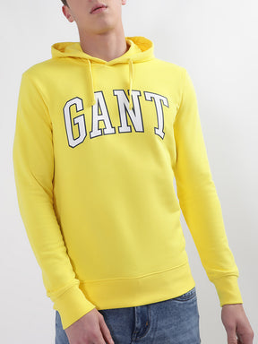 Gant Men Yellow Solid Hooded Sweatshirt