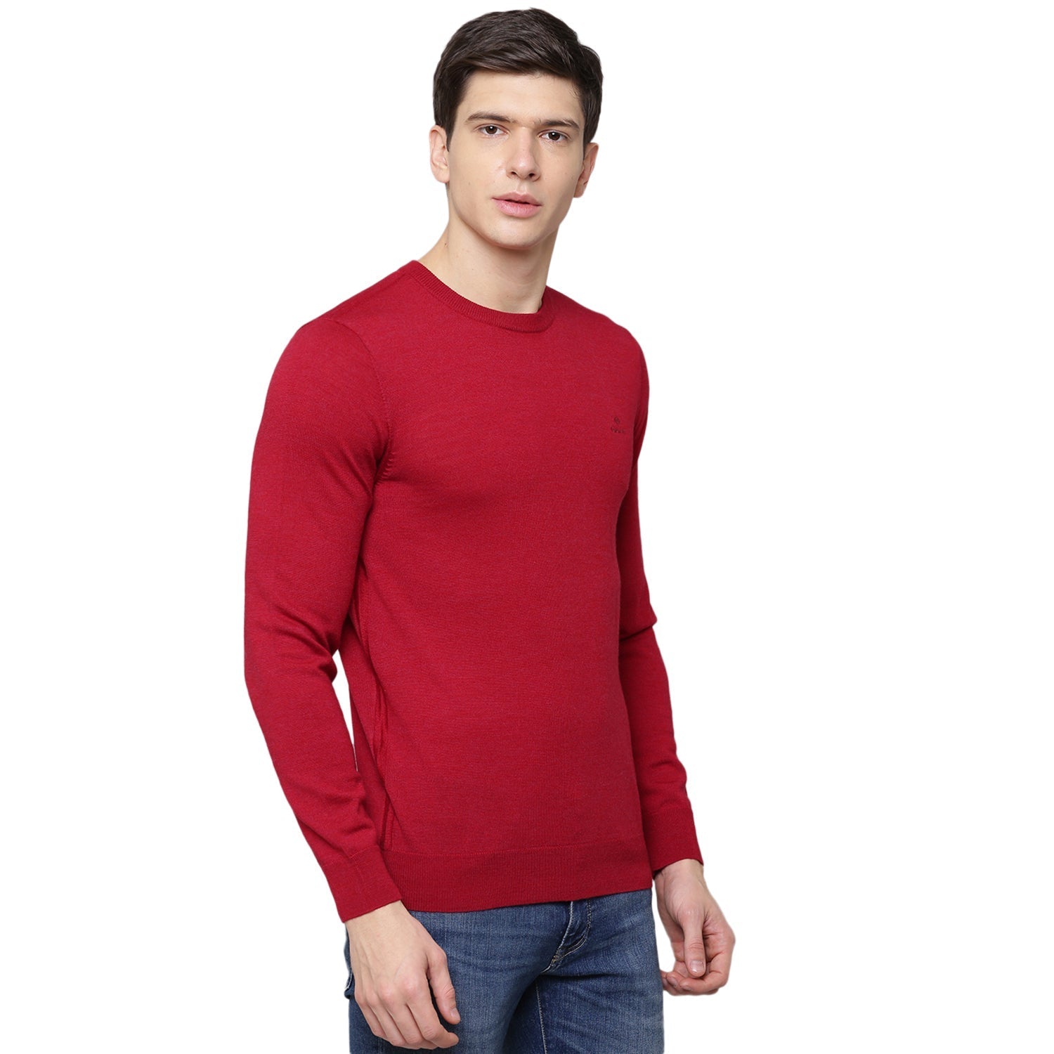 Gant Men Red Solid Round Neck Sweater