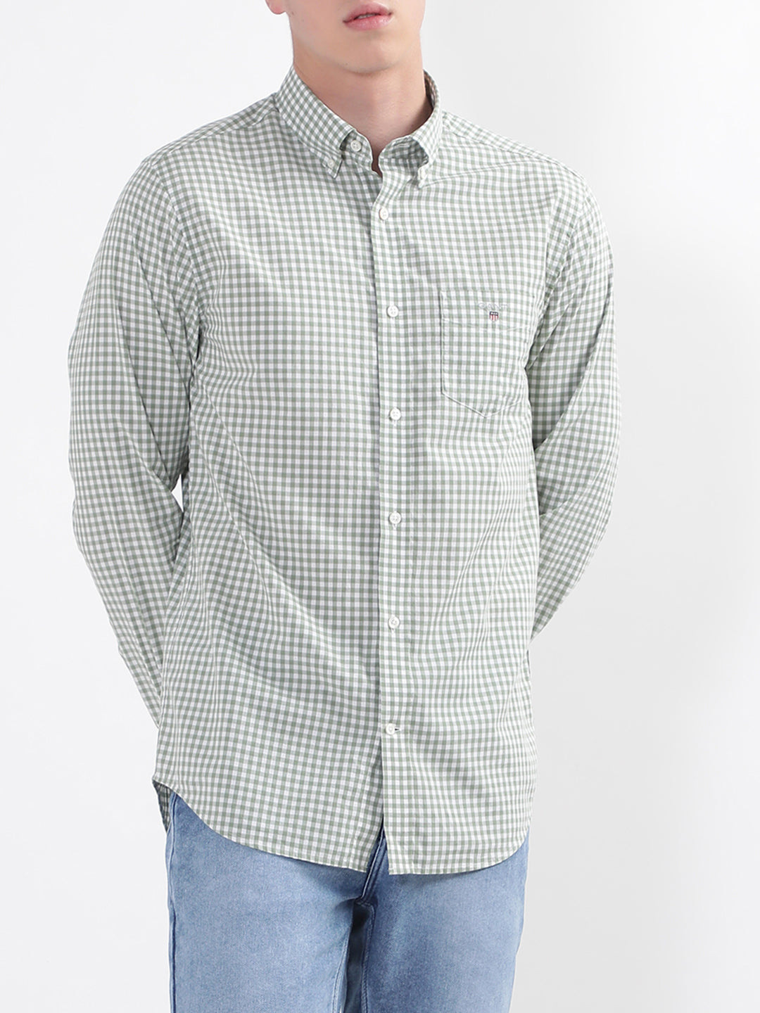 Gant Classic Broadcloth Gingham Checks Checked Button Down Collar Cotton Casual Shirt