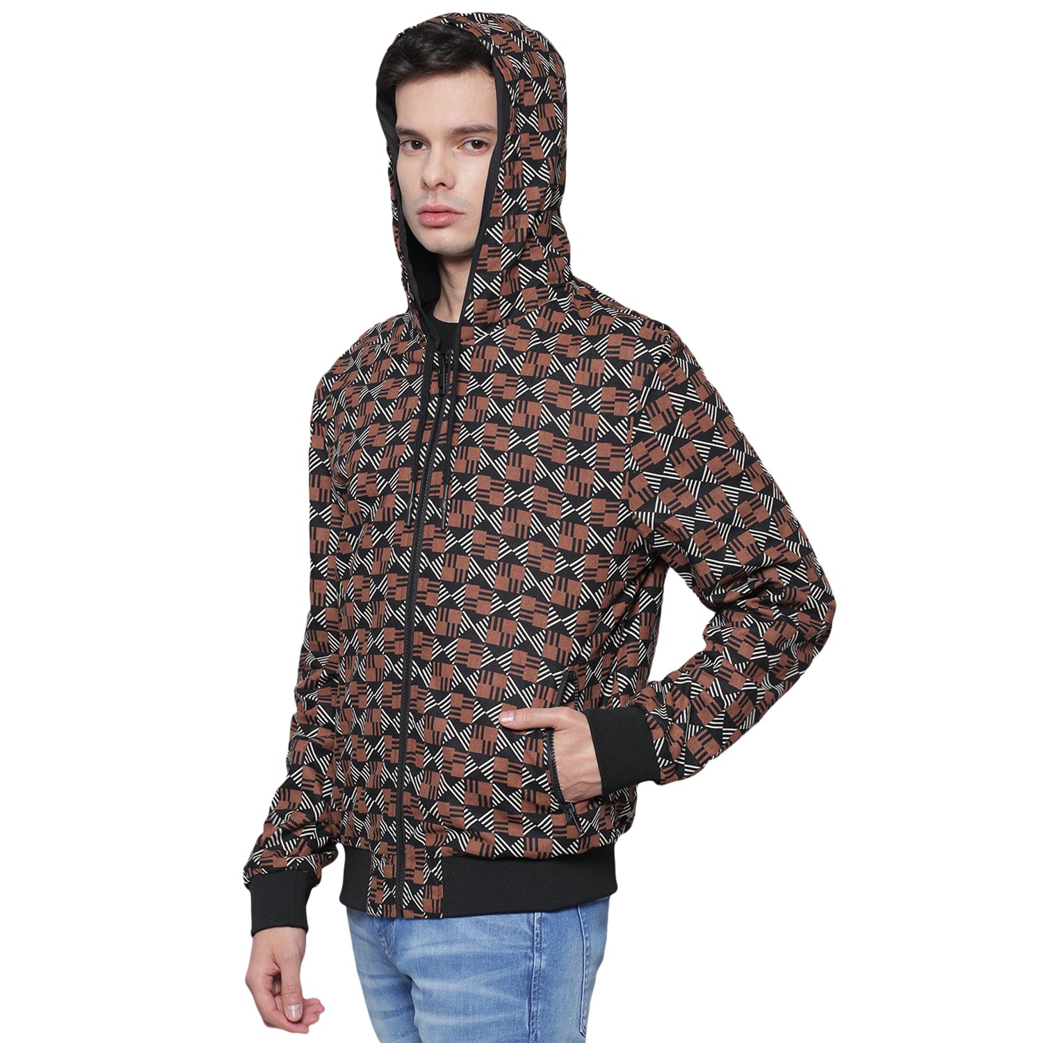 Antony Morato Men Black Solid Hooded Jacket