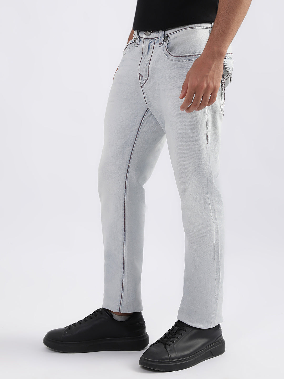 True Religion Men Blue Solid Skinny Fit Jeans