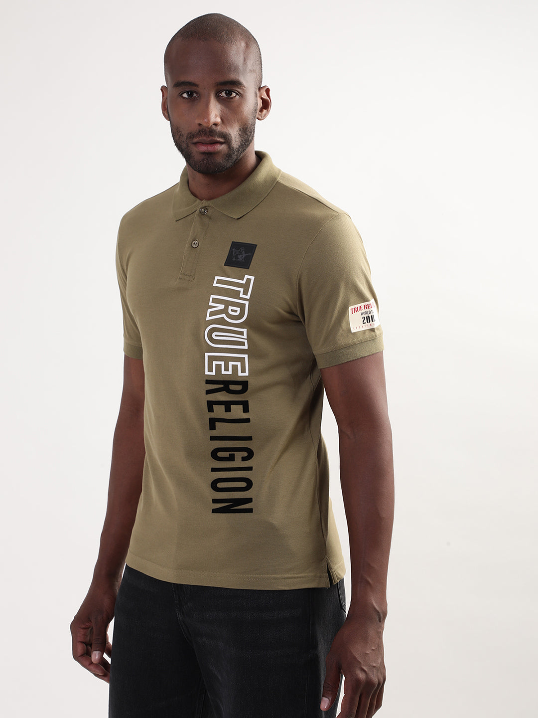 True Religion Martini Olive Logo Regular Fit Polo T-Shirt