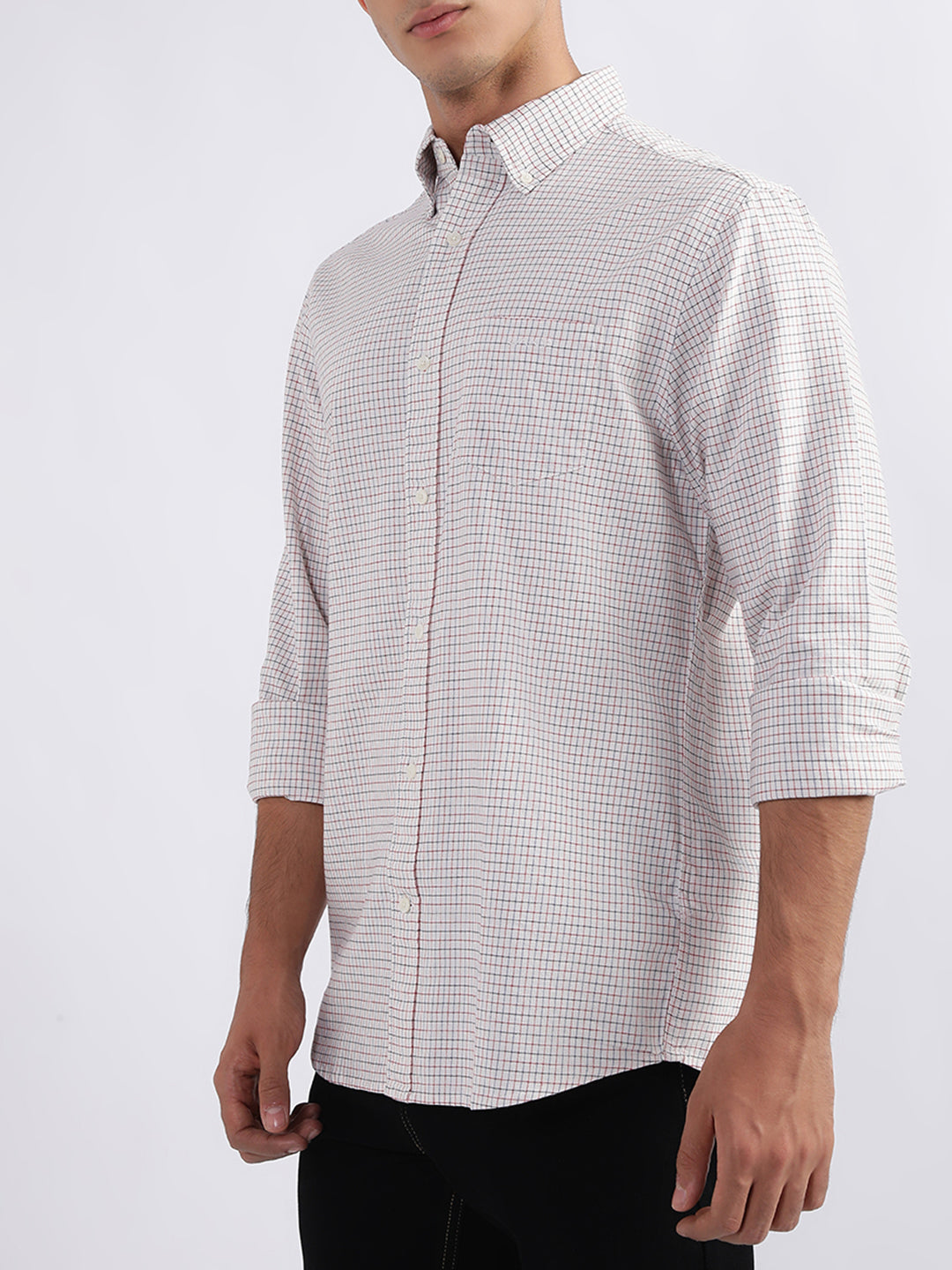 Gant Men White Collar Checkered Shirt