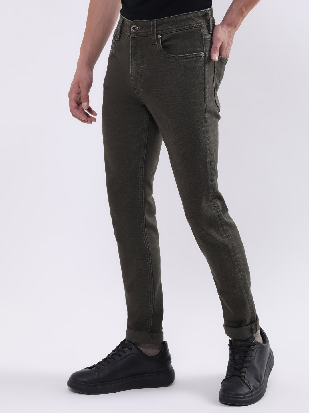 Iconic Men Green Tapered Fit Jeans