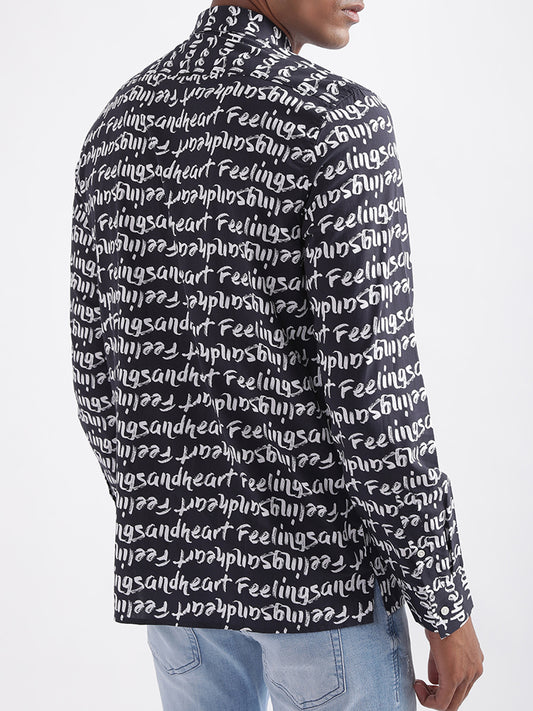 Antony Morato Black Printed Straight Fit Shirt