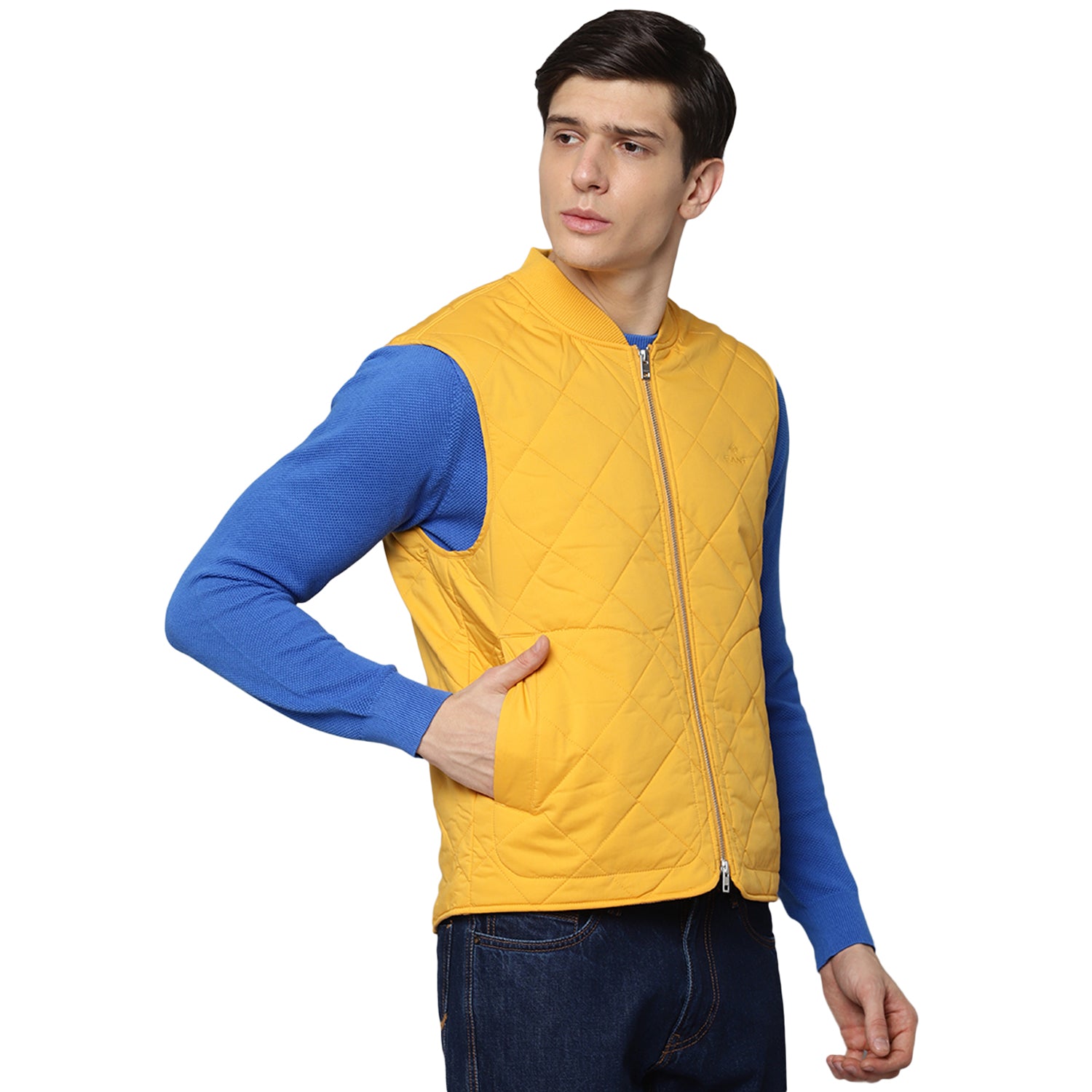 Gant Men Yellow Solid Collar Jacket