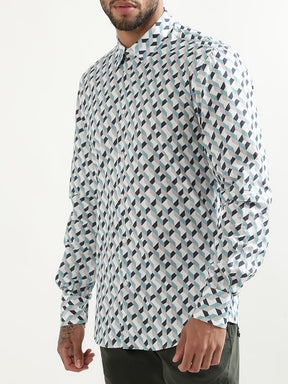 Antony Morato Printed Spread Collar Slim Fit Opaque Cotton Casual Shirt