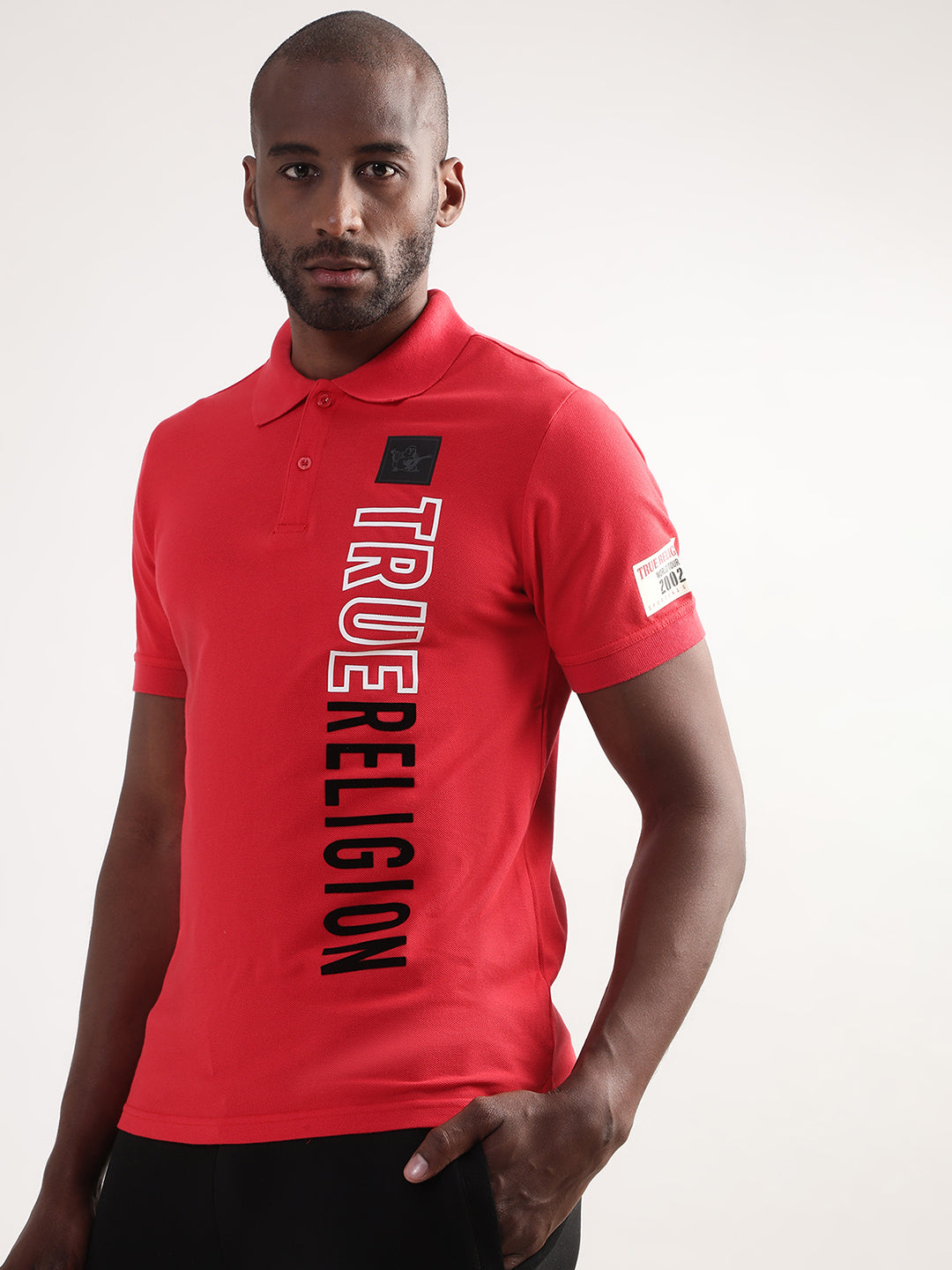 True Religion Chinese Red Logo Regular Fit Polo T-Shirt