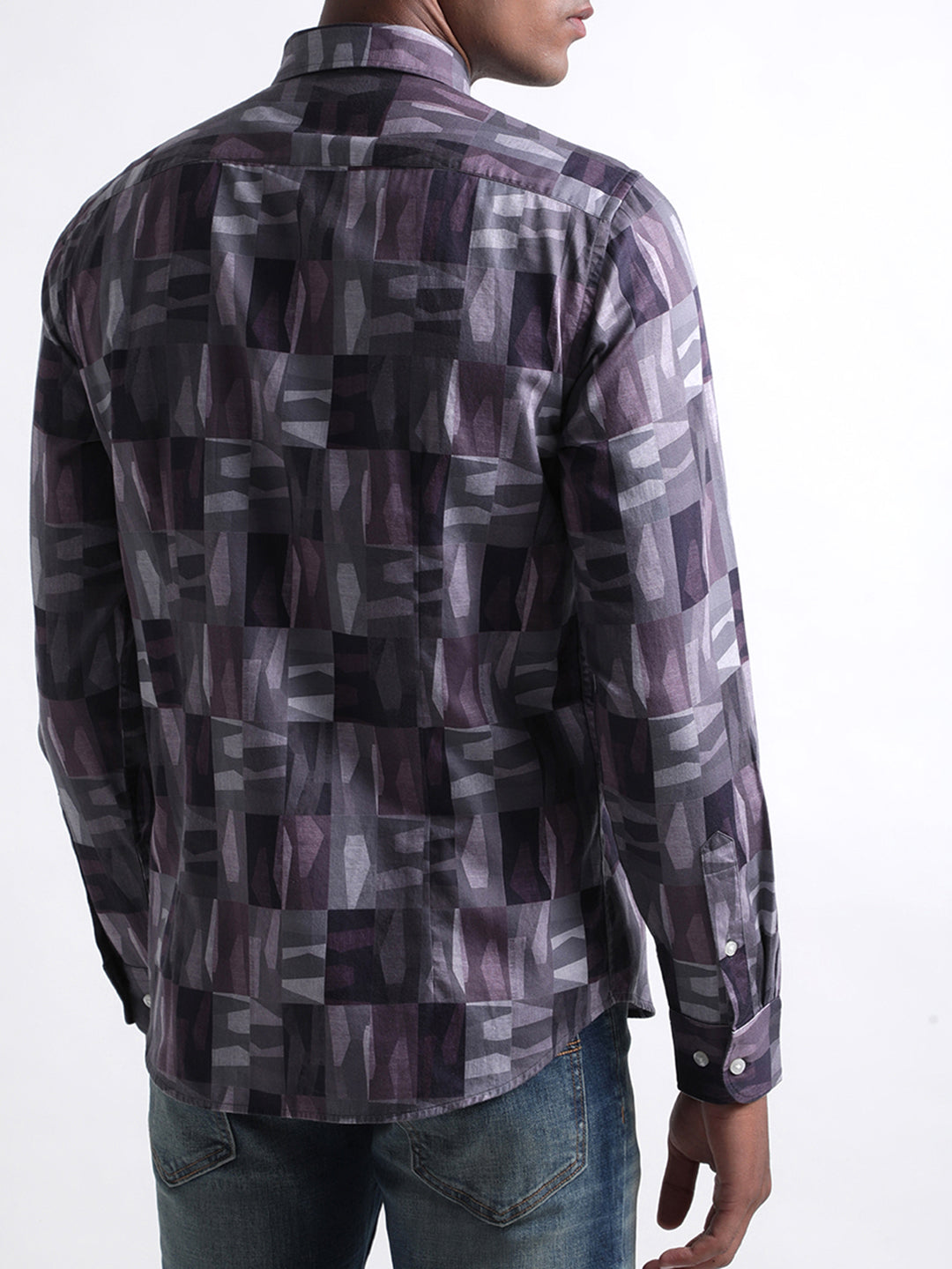 Iconic Men Blue Printed Collar Shirt