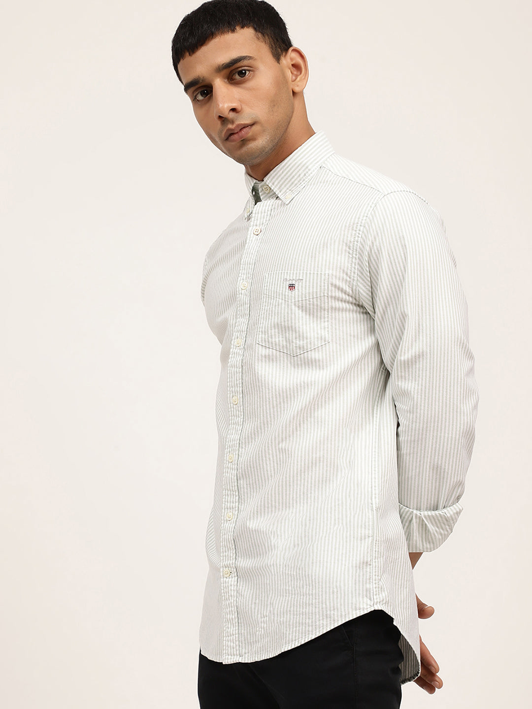 Gant Green Striped Regular Fit Shirt