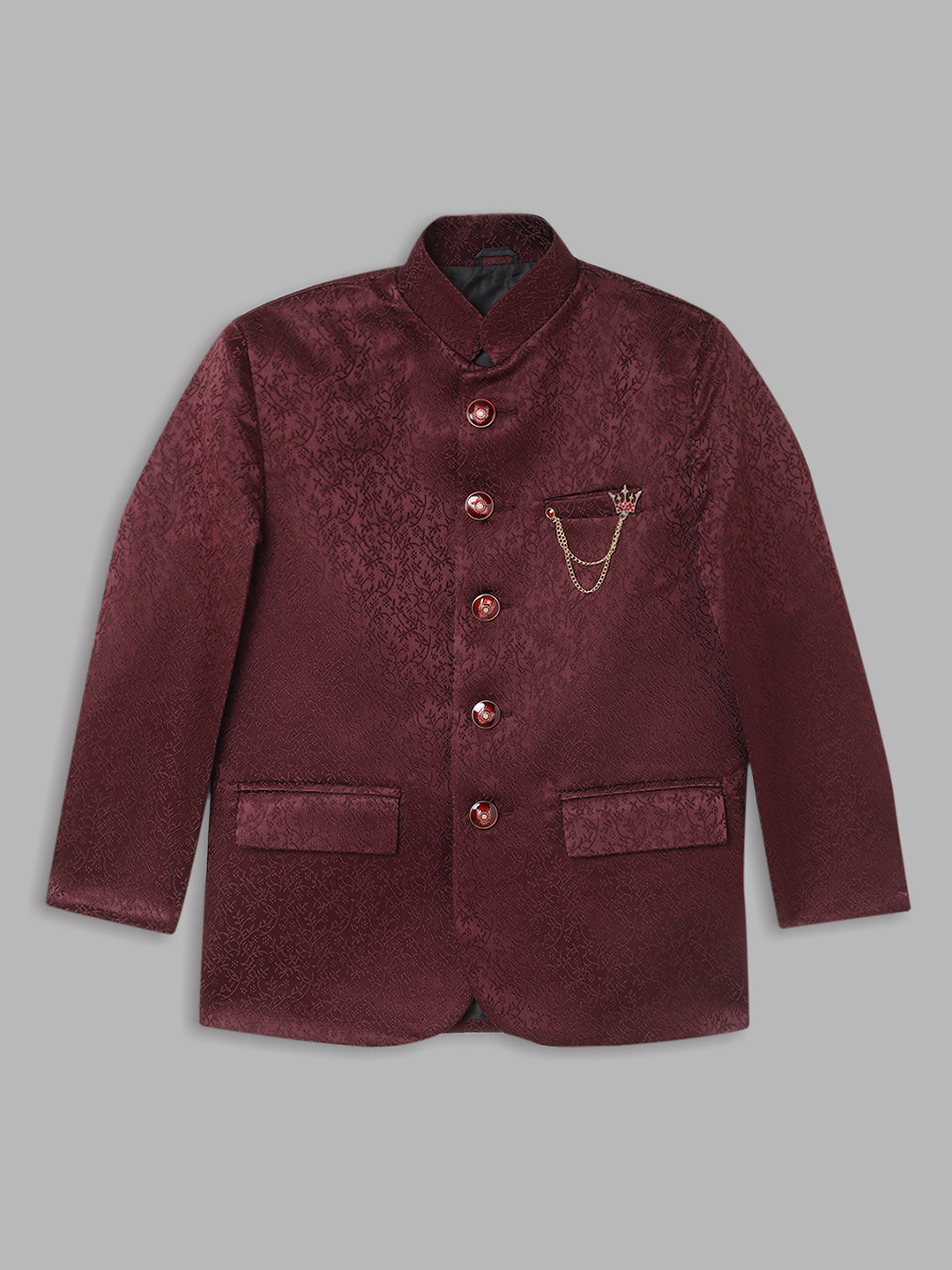 Blue Giraffe Boys Red Solid Collar Bandi Set