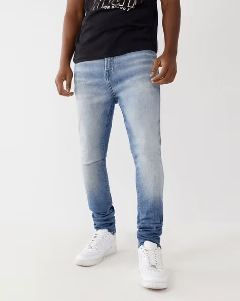 True Religion Men Blue Solid Straight Fit Jeans