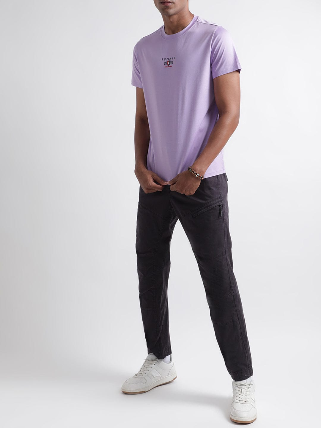Iconic Men Purple Crew Neck Tshirt