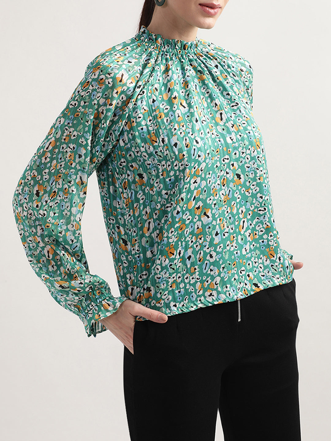Centre Stage Women Green Printed Top