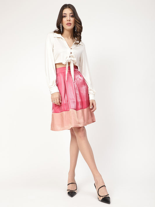 Centre Stage Women Pink Solid Loose Fit Skirt