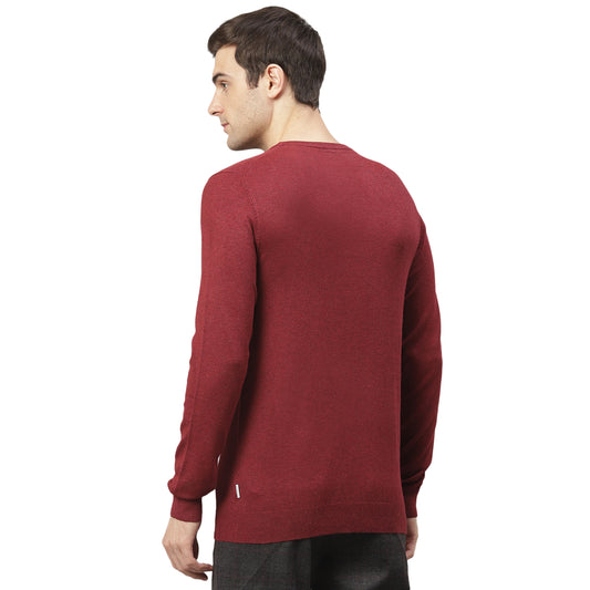 Lindbergh Men Red Solid Round Neck Sweater