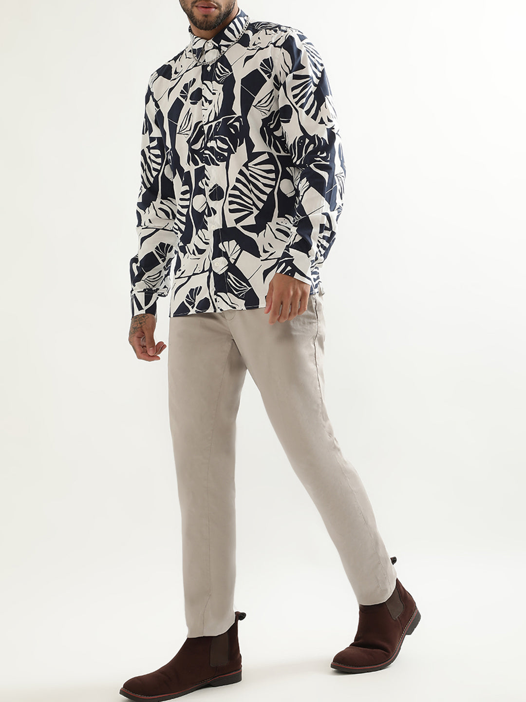 Antony Morato Blue Printed Regular Fit Shirt