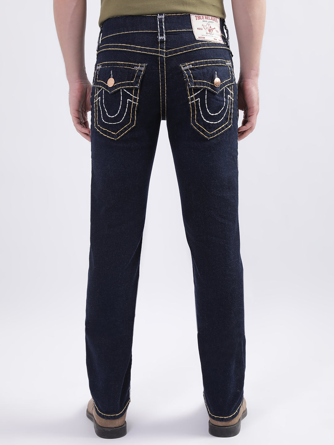Shop True Religion Men Blue Solid Straight Fit Jeans Online