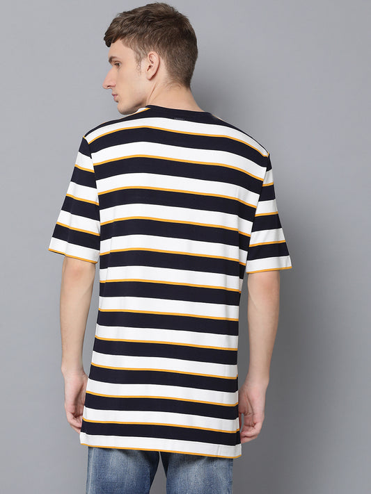 Antony Morato Blue Ink Contrast Striped Slim Fit T-Shirt