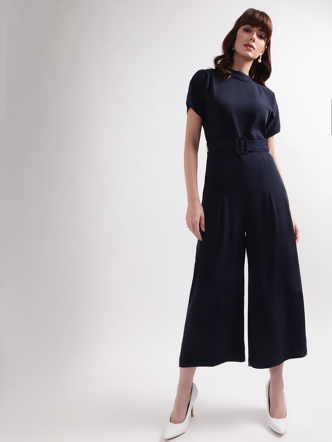 Centre Stage Women Blue Solid Collar Dress