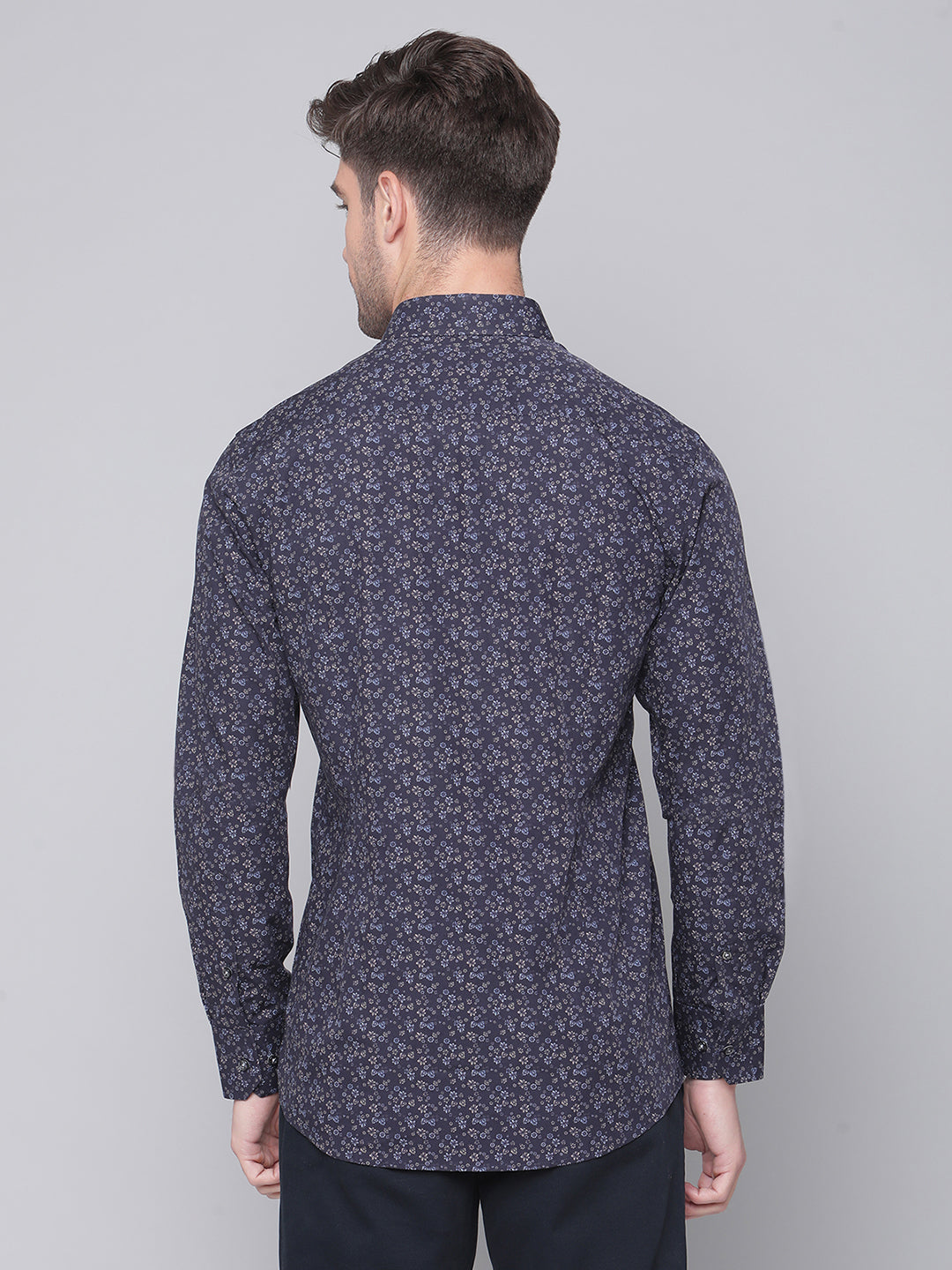 Bruun & Stengade Men Blue Printed Cutaway Collar Shirt