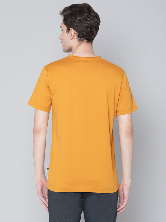 Matinique Men Yellow Solid Round Neck TShirt