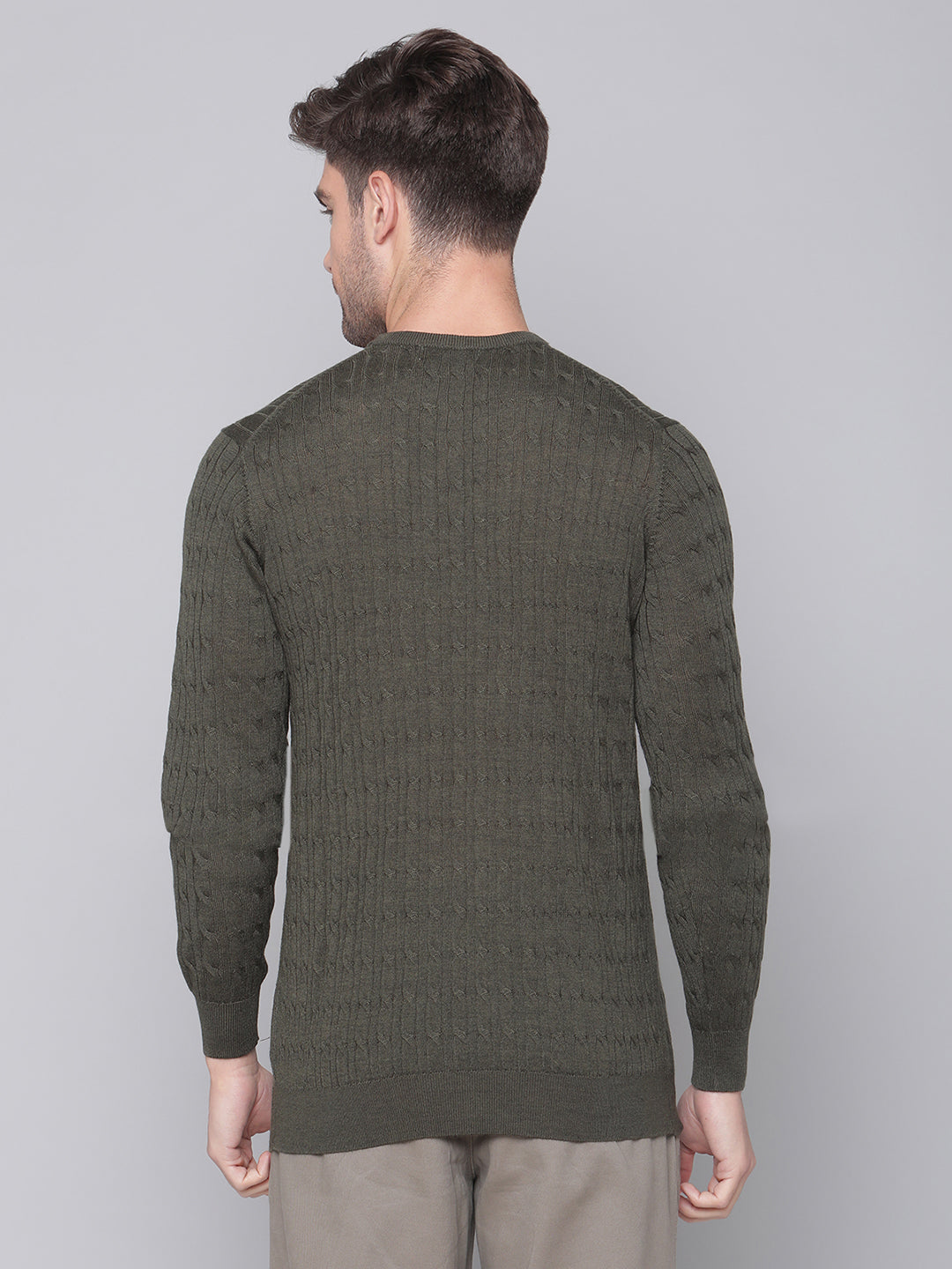 Bruun & Stengade Men Green Solid Round Neck Sweater