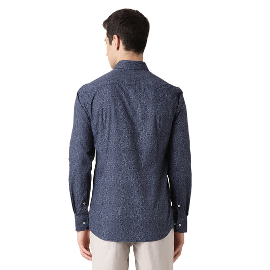 Bruun & Stengade Men Blue Solid Collar Shirt