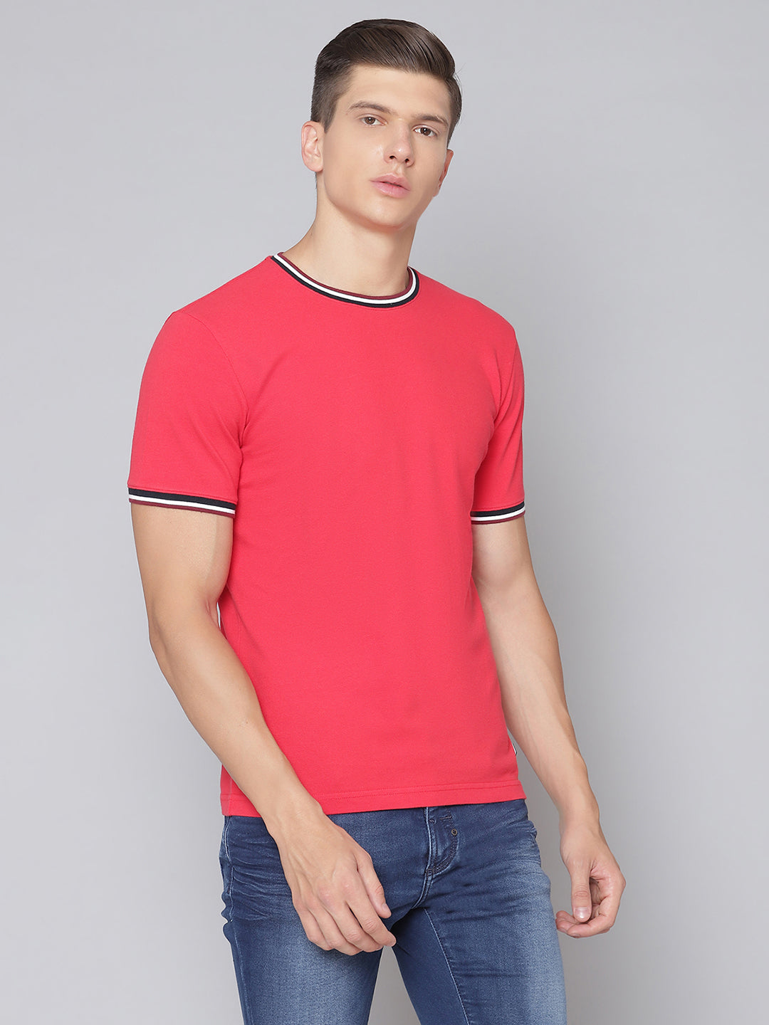 Lindbergh Men Red Solid Polo TShirt
