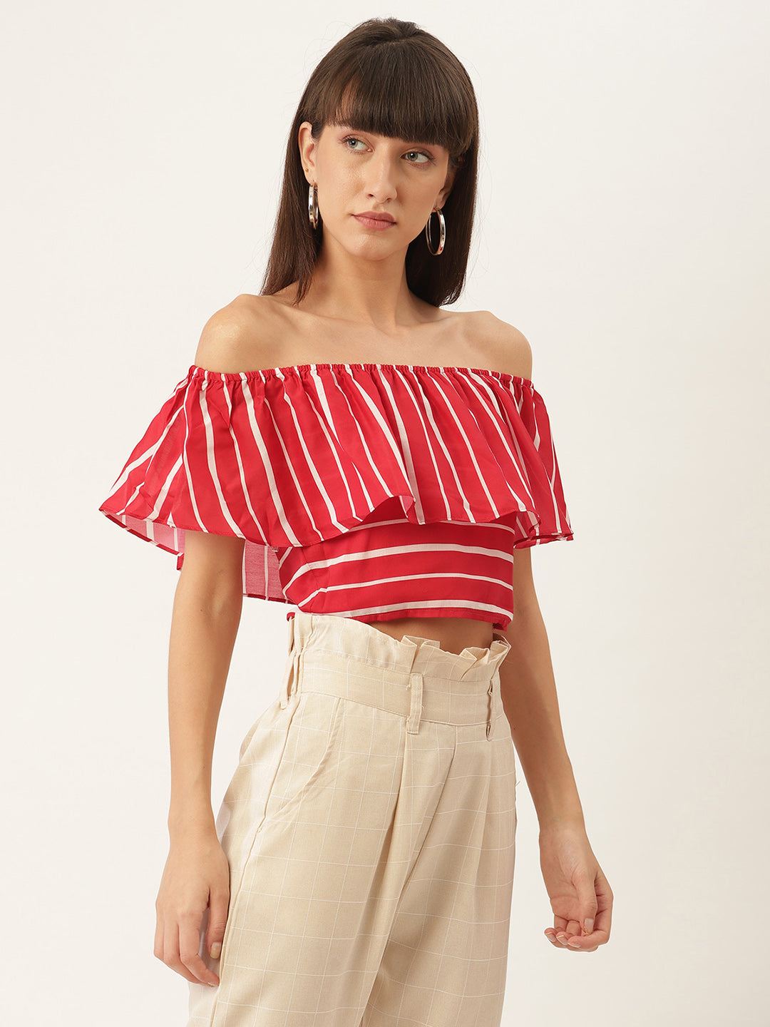 Elle Women Red Printed Round Neck Top