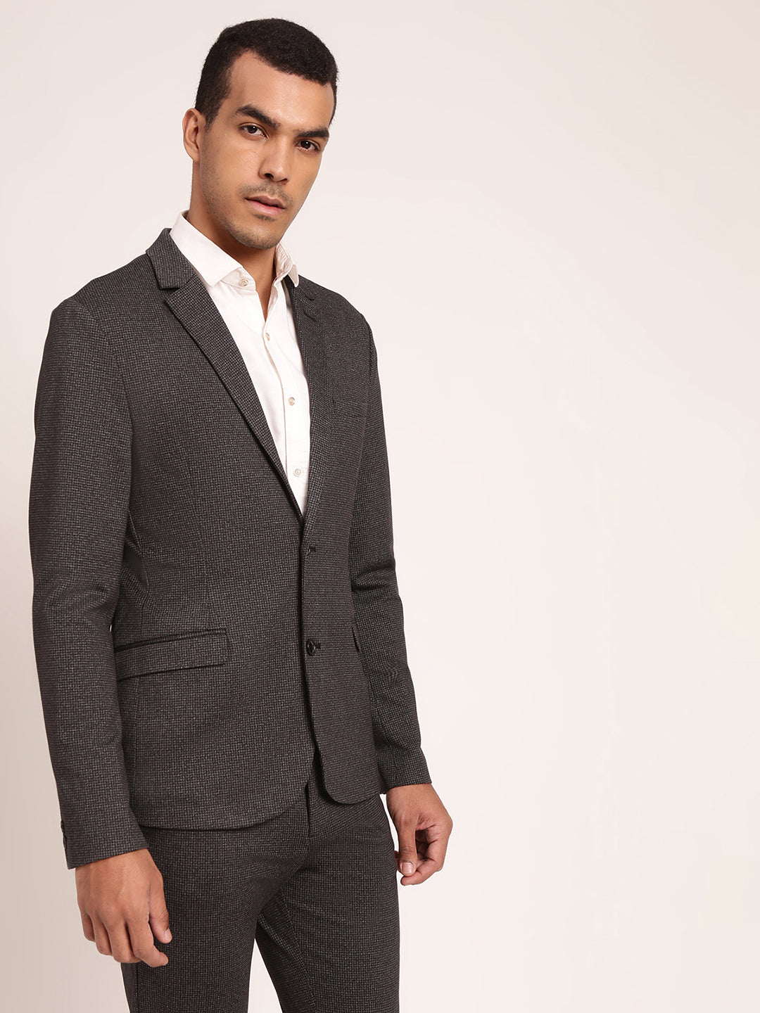 Lindbergh Men Black Checked Collar Blazer