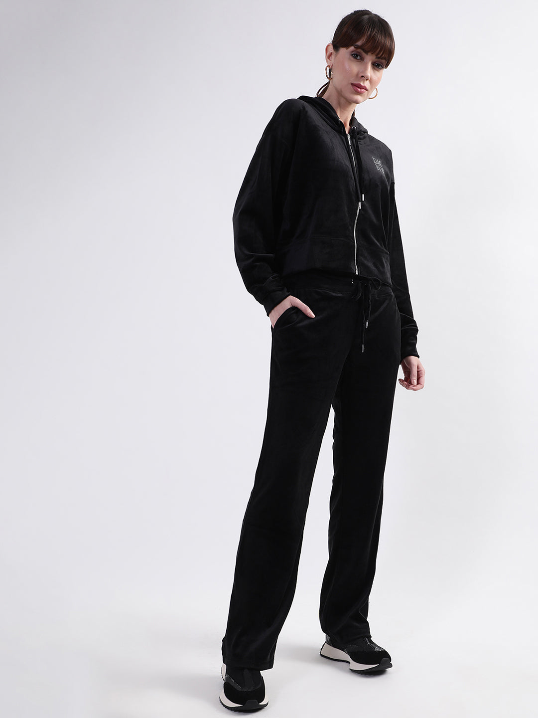 DKNY Women Black Solid Regular Fit Sweatpant